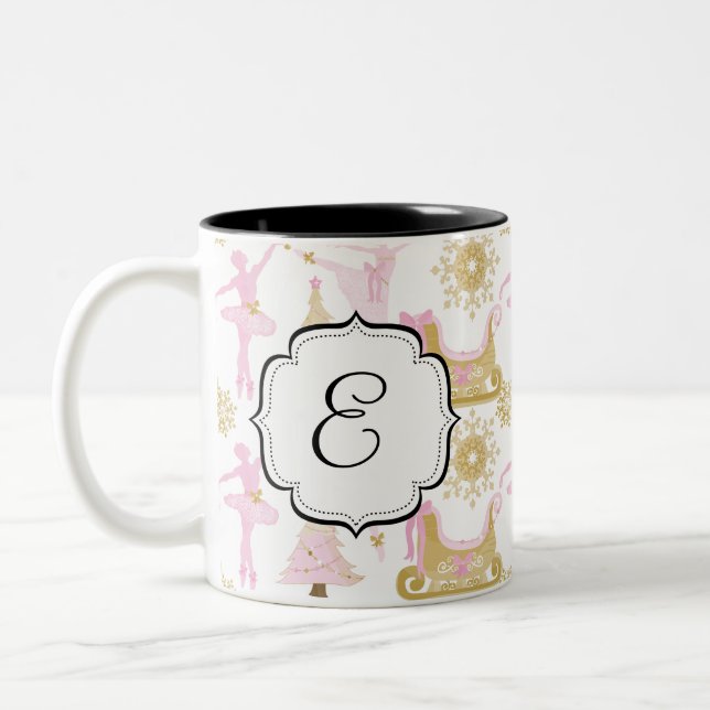 Monogrammed Nutcracker Suite Ballet Tea Coffee Mug (Left)