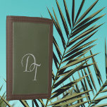 Monogrammed -  Olive   Trifold Wallet<br><div class="desc">Monogrammed - Olive colour (6A6A45 ) Mens Wallet . Designed for those who love this harmonious hue of green colour and classic feel when they travel . Easily customize it now with the letters of your choice . Design by Alma Wad . __________ Green is frequently connected with the Virgo...</div>