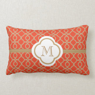 Monogrammed Orange and Gold Moroccan Lumbar Pillow