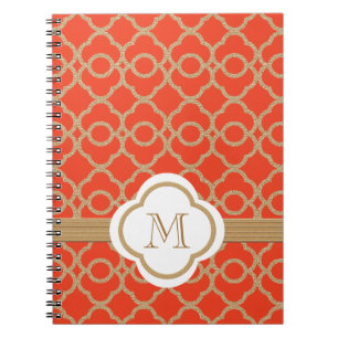 Monogrammed Orange and Gold Moroccan Notebook