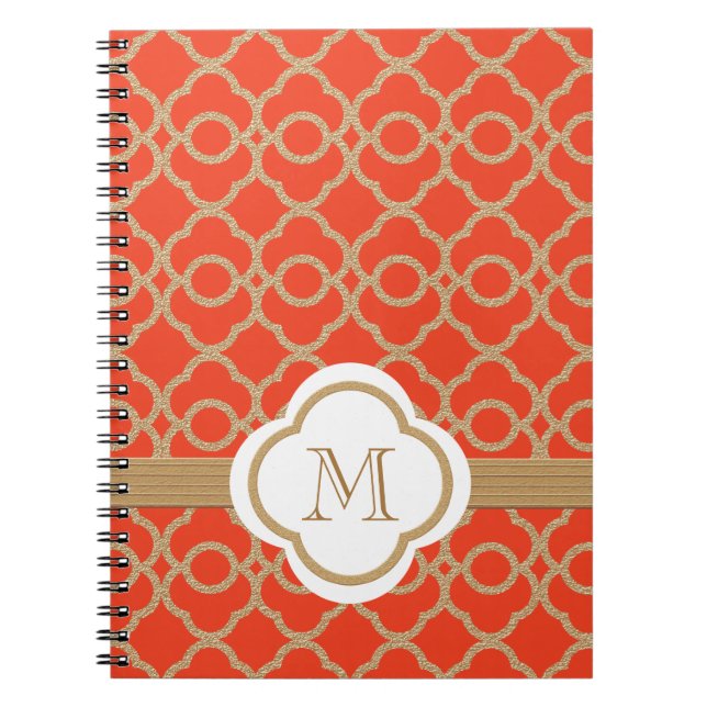 Monogrammed Orange and Gold Moroccan Notebook (Front)