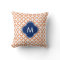 Monogrammed Orange  and Royal Blue Quatrefoil
