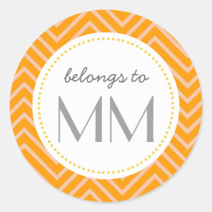 Monogrammed Orange Chevron - DIY Tags