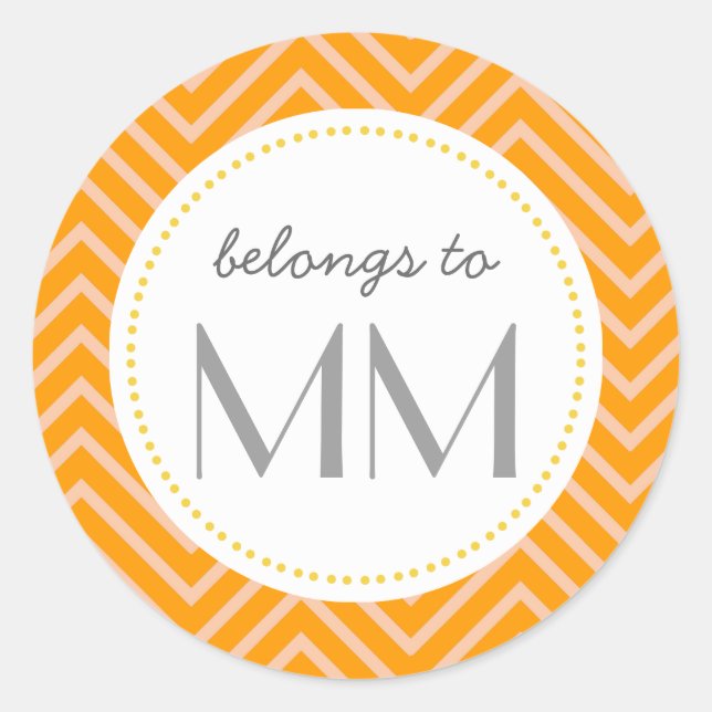 Monogrammed Orange Chevron - DIY Tags (Front)