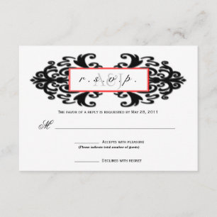 Monogrammed Ornamental Damask RSVP Card