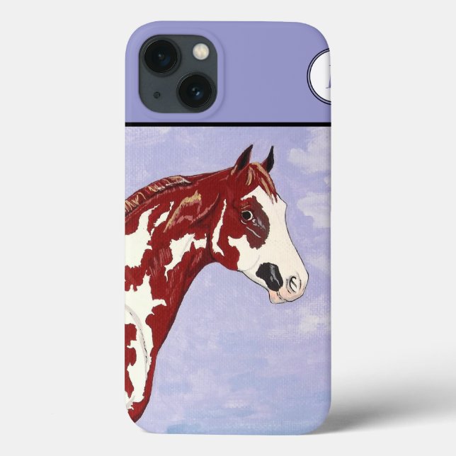Monogrammed Overo Paint Horse Head Case-Mate iPhone Case (Back)