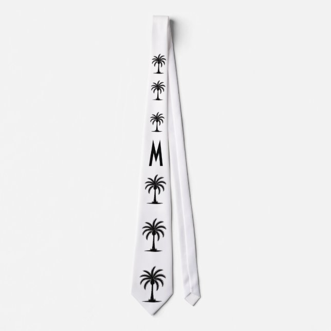 Monogrammed Palm Tree Silhouette Tie (Front)