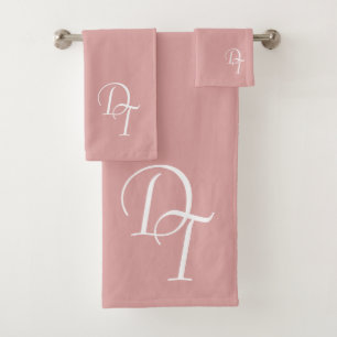 Monogrammed -  pastel pink bath towel set