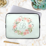 Monogrammed Pastel Pink Flower Wreath Laptop Sleeve<br><div class="desc">Elevate your laptop style with our Monogrammed Pink Blush Flower Wreath Laptop Sleeve. Personalized elegance for girls and women on the go</div>