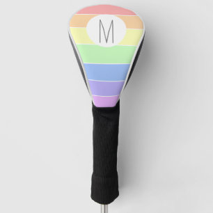 Monogrammed Pastel Rainbow Colourful Stripes   Golf Head Cover