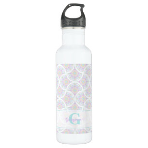 Monogrammed Pastel Rainbow Sundae Mandala Art Deco 710 Ml Water Bottle