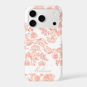 Monogrammed Peach Floral iPhone 17 Pro Cases