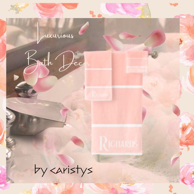 Monogrammed Peach Shades with White Bath Towel Set (Creator Uploaded)