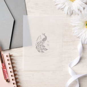 Monogrammed Peacock  Vellum Invitations