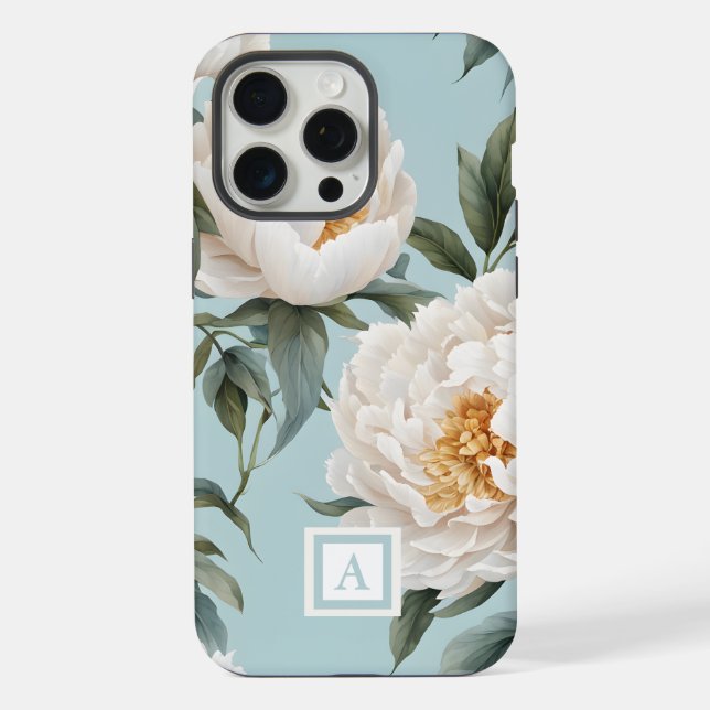 Monogrammed Peonies in Bloom  iPhone Case (Back)