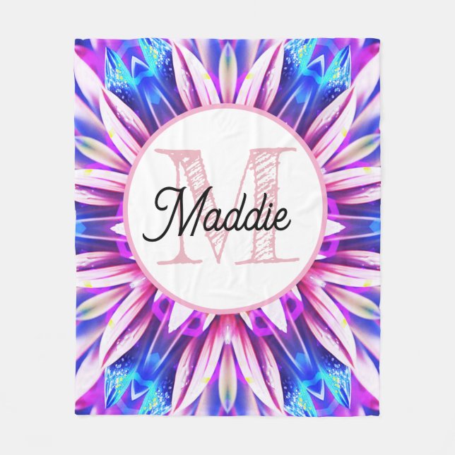Monogrammed personalize fleece blanket florl (Front)