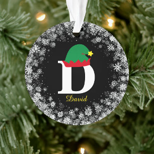 Monogrammed Personalize with Name Surname Black Ornament