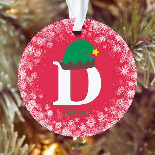 Monogrammed Personalize with Name Surname Red Ornament