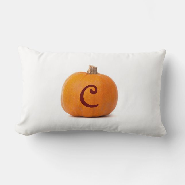 Monogrammed Personalized Fall Pumpkin Throw Pillow (Front)