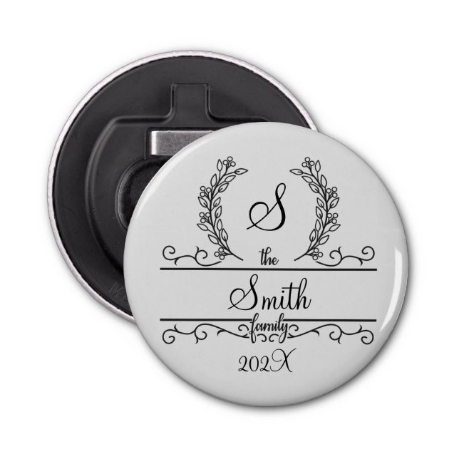 Monogrammed Personalized Family Name  Bottle Opener (Front)