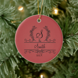 Monogrammed Personalized Family Name Ceramic Ornament
