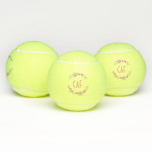 Monogrammed Personalized Floral Wreath Tennis Balls