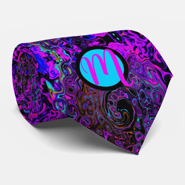 Monogrammed Personalized Purple and Black Tie (Rolled)