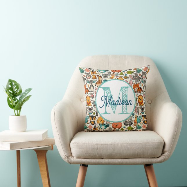 Monogrammed personalized rainbow pillow (Chair)