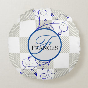 Monogrammed Personalized Round Throw Pillow