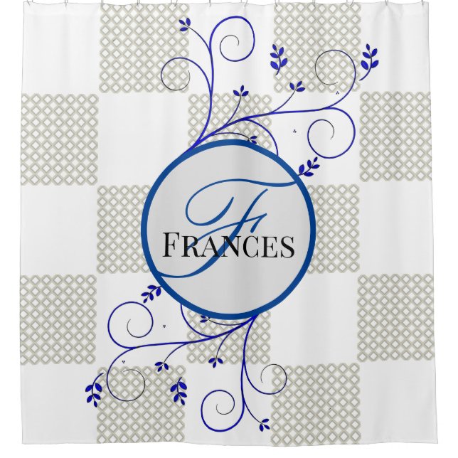 Monogrammed Personalized Shower Curtain (Front)