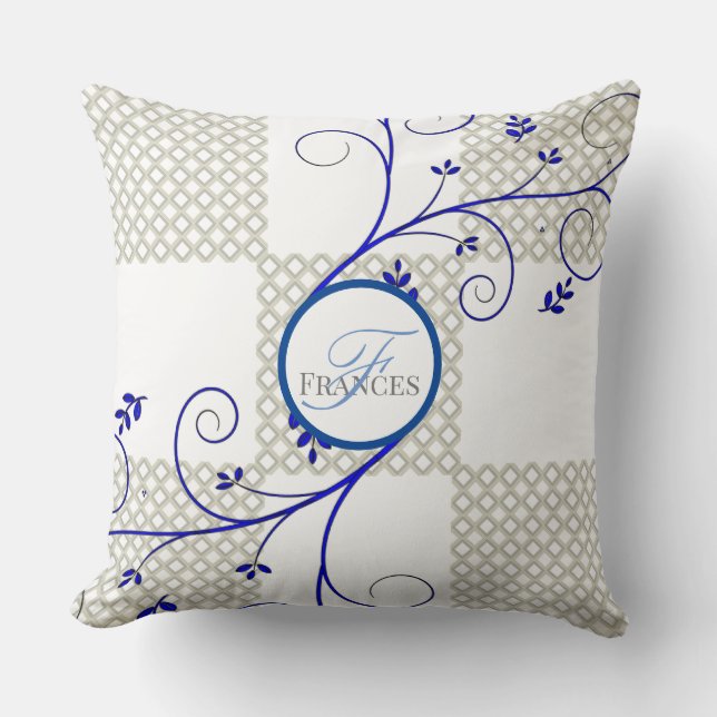 Monogrammed Personalized Throw Pillow (Front)