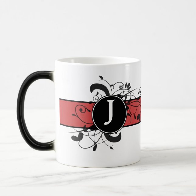 Monogrammed Personalized Victorian Flourish Magic Mug (Left)