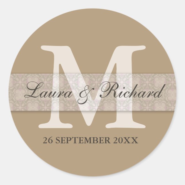 Monogrammed Personalized Wedding Favour Stickers (Front)
