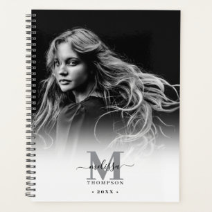 Monogrammed Photo Black White Artist Calendar Planner