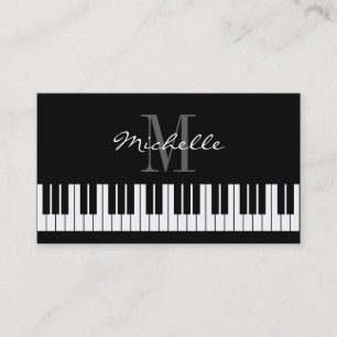 Monogrammed piano teacher business card template