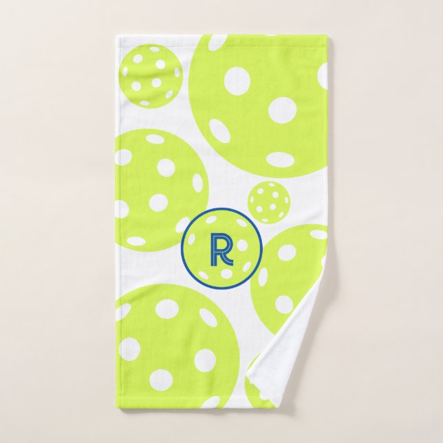Monogrammed Pickleball Blue & Green Sweat Hand Towel (Hand Towel)