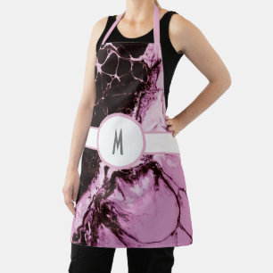 Monogrammed Pink and Black Apron