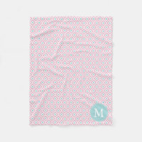 Monogrammed Pink and Mint Diamonds Ikat Pattern