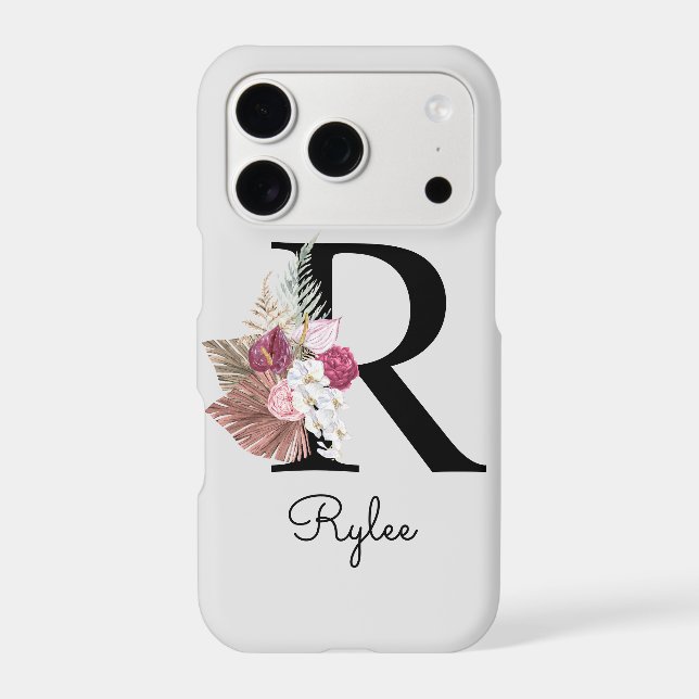 Monogrammed Pink Boho Floral Initial R (Back)