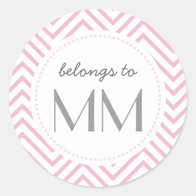 Monogrammed Pink Chevron - DIY Tags (Front)