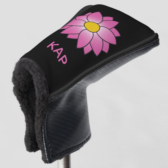 Monogrammed Pink Daisy Putter Cover (3/4 Front)