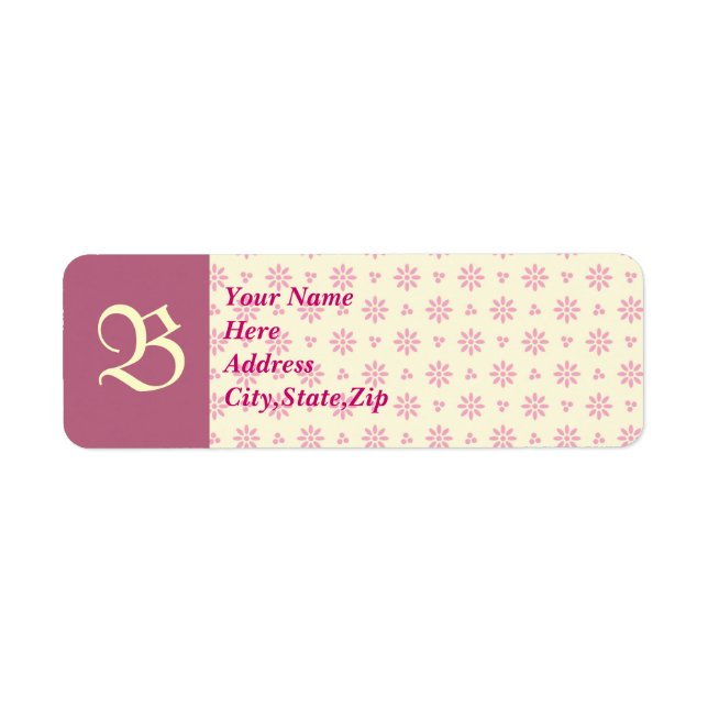 Monogrammed Pink Eyelet Address Label (Front)