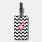 Monogrammed Pink Flamingo + Black Chevron
