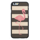 Monogrammed Pink Flamingo + Black + White Stripes