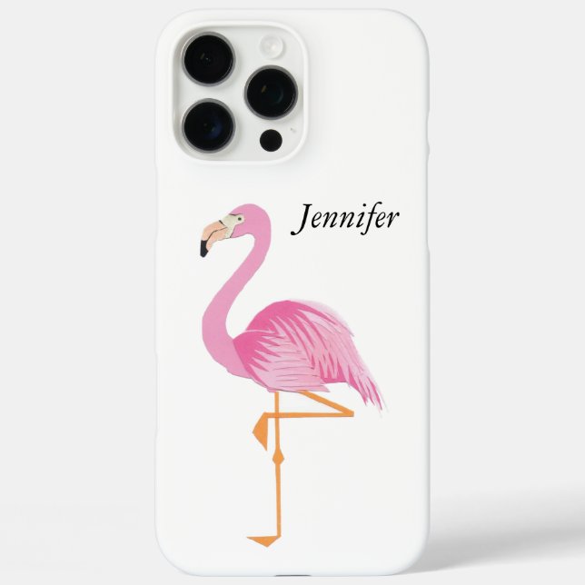 Monogrammed pink flamingo cell case cover (Back)