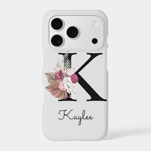 Monogrammed Pink Floral Initial K (Back)