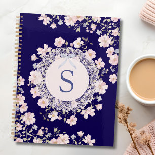 Monogrammed Pink Flowers and Lace Floral Planner