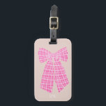 Monogrammed Pink Gingham Romantic Coquette Bow Luggage Tag<br><div class="desc">Pretty girly,  feminine bow on a hot pink. Gingham hair bow on a blush pink design for a modern romantic in romance core regency era style.</div>