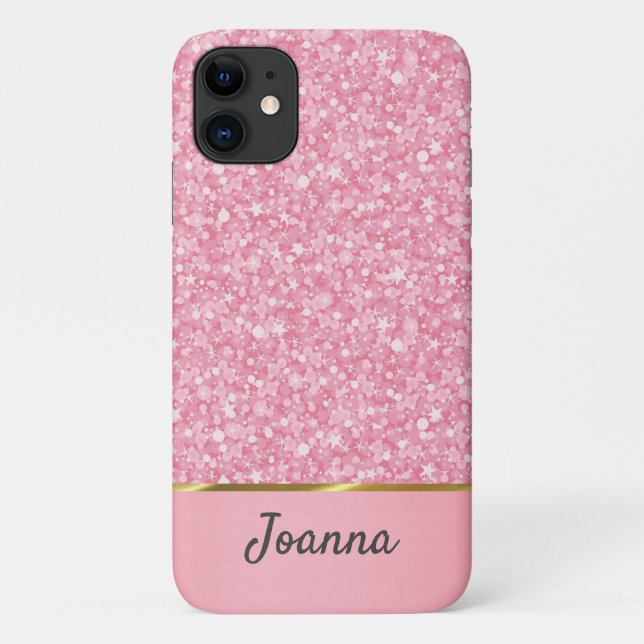 Monogrammed Pink Glitter Case-Mate iPhone Case (Back)
