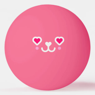 monogrammed -pink Kawaii cat face Ping Pong Ball
